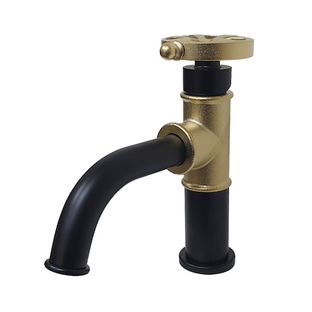 Kingston Brass KS2822RX Single-Handle Bathroom Faucet with Push Pop-Up, Matte Black/Polished Brass KS2822RX
